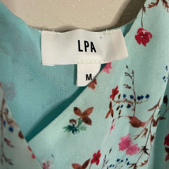 Revolve LPA | 100% Silk Floral Mint Wrap Maxi Dress Size: Medium - Picture 6 of 9